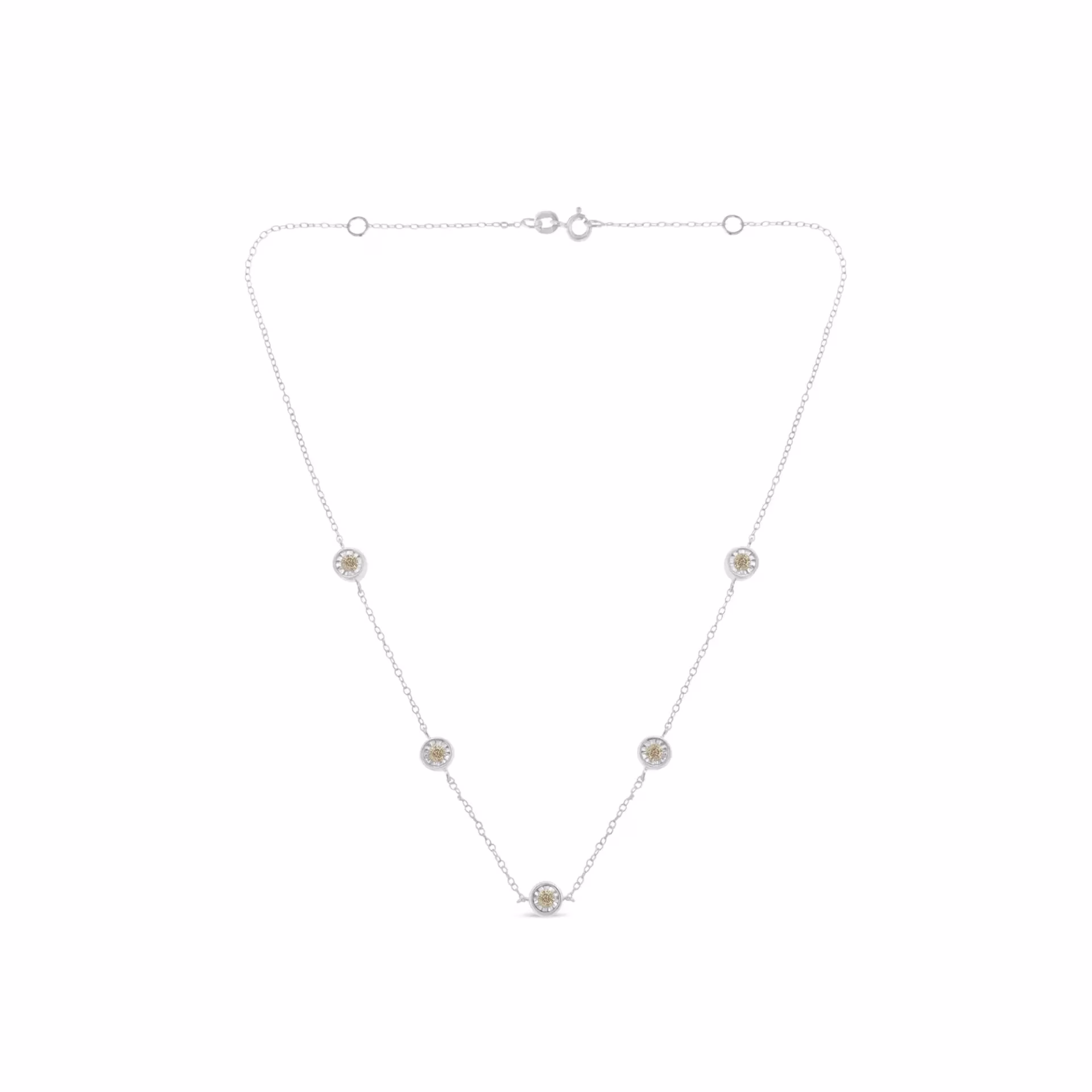 Sterling Silver Diamond Station Necklace (1/2 cttw, I-J Color, I1-I2 Clarity) - Elegant & Timeless - Image 3