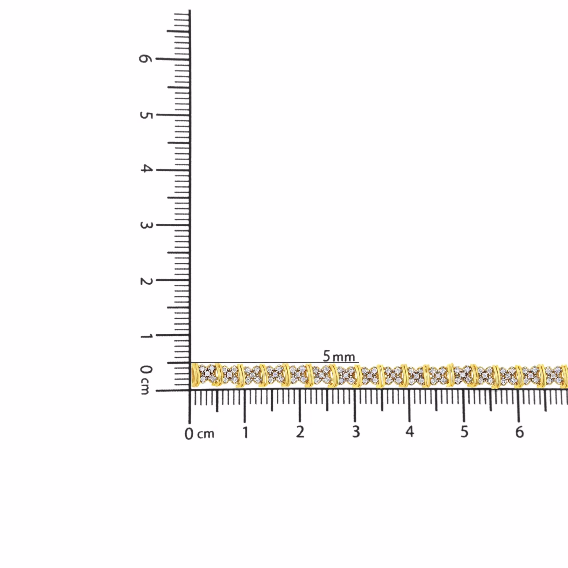 10K Yellow Gold Plated .925 Sterling Silver 2.0 Cttw Round Diamond Cluster 'X' Shaped Link Bracelet - 7' - Image 7