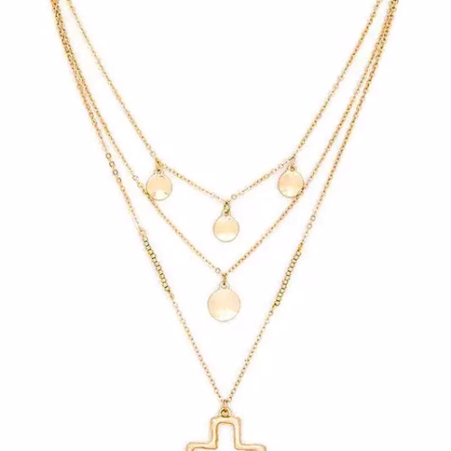 Cross Pendant Layered Necklace
