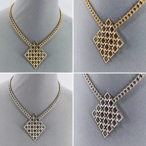 Gold or Silver Finish Diamond Shape Laser cut Pend