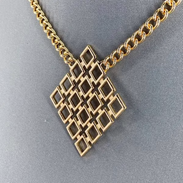 Elegant Gold or Silver Finish Diamond Shape Laser Cut Pendant Necklace - Timeless Jewelry for Every Occasion - Image 3