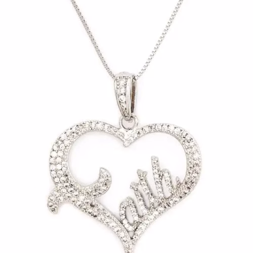 FAITH Cubic Zirconia Heart Pendant Necklace