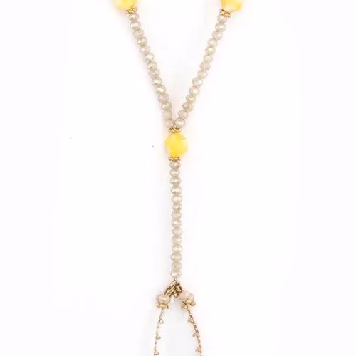 Crystal Pendant Beaded Long Necklace Set