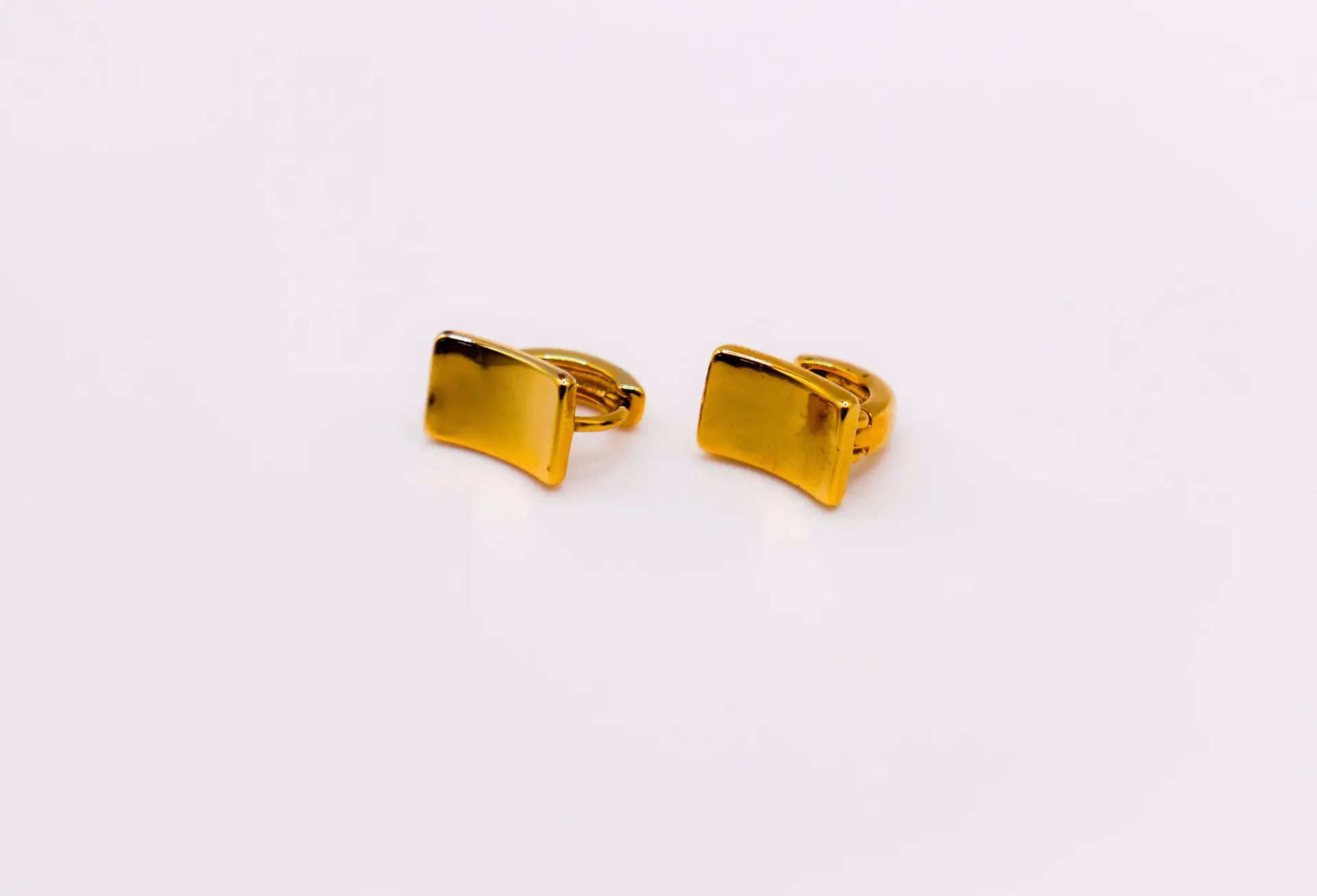 Golden Lock Rectangle Earrings | Elegant Gold-Plated Jewelry for Women - Image 2