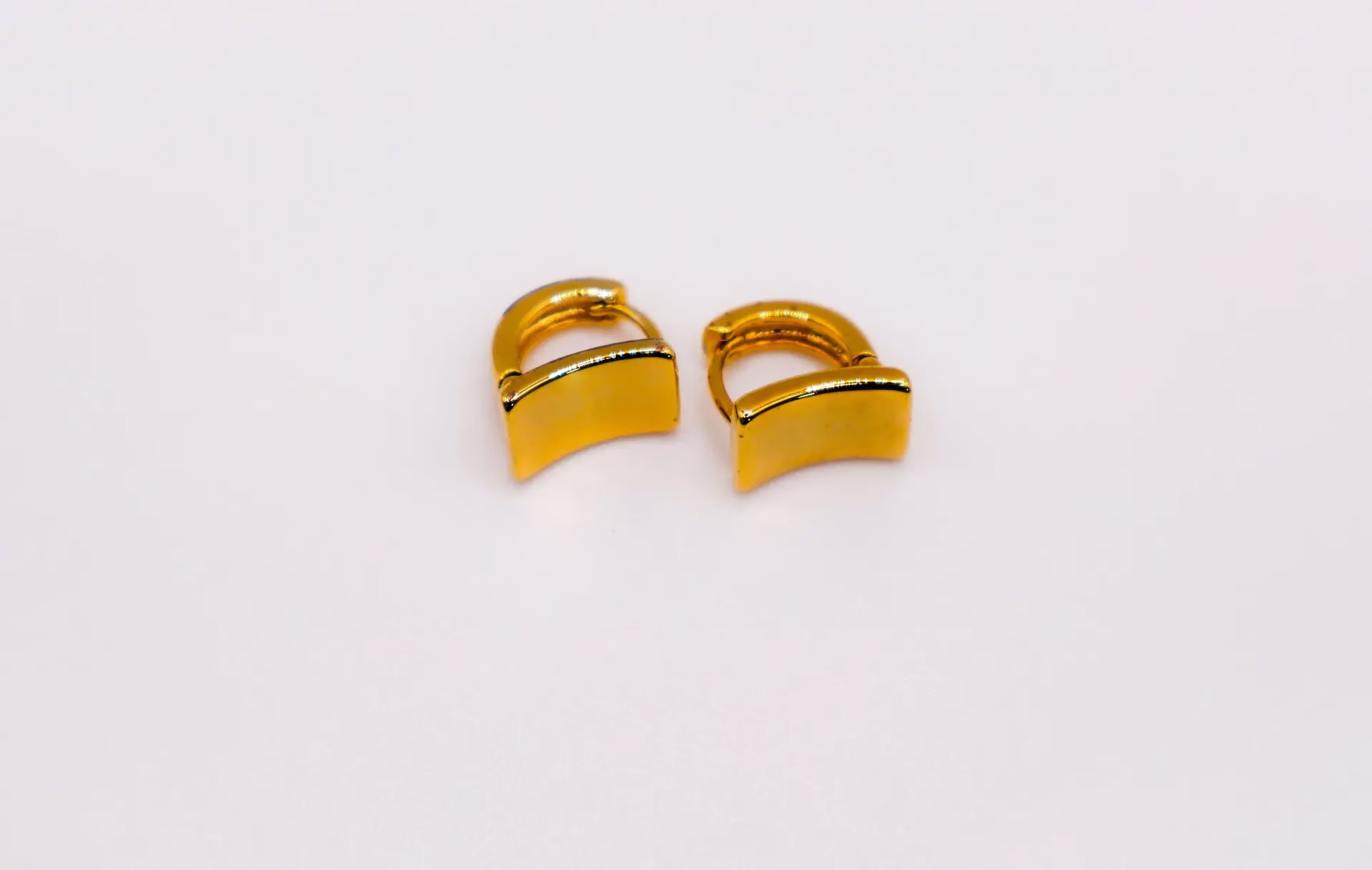 Golden Lock Rectangle Earrings | Elegant Gold-Plated Jewelry for Women - Image 3