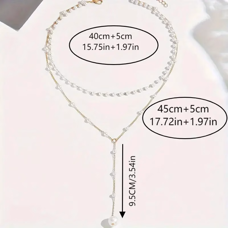 Elegant Imitation Pearl Necklace with Long Tassel Pendant Chain Perfect for Parties & Special Occasions - Image 4
