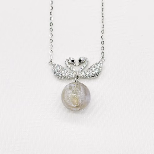 Sterling Silver Twin Swan Aroma Necklace - Gold Purple | Energy & Healing | Diffuse on the go